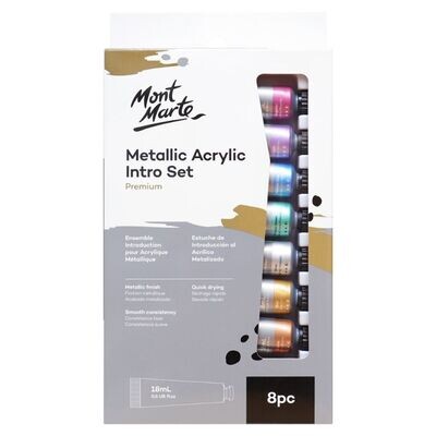 Mont Marte Metallic Acrylic Paint Intro Set 8pc x 18ml
