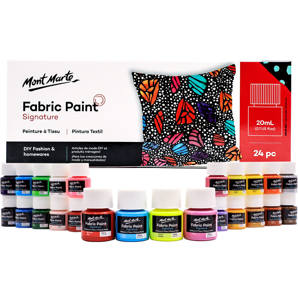 Mont Marte Signature Fabric Paint Set - 24pc x 20ml