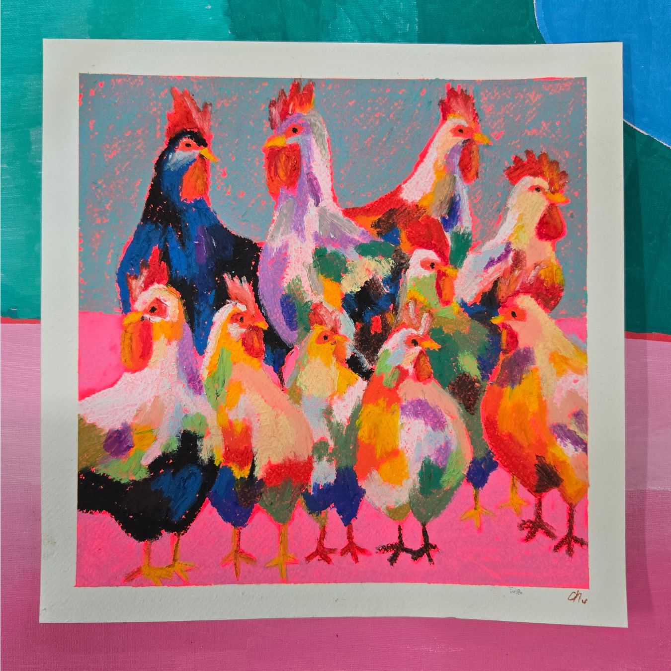 Rainbow Chooks! Oil Pastel Workshop, Sunday August 10th, 2-4pm