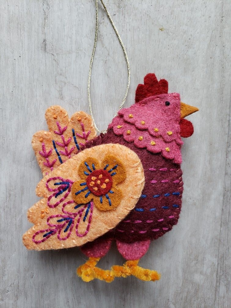 Embroidered Felt Chickens, Saturday 28th Feb, 2-4pm