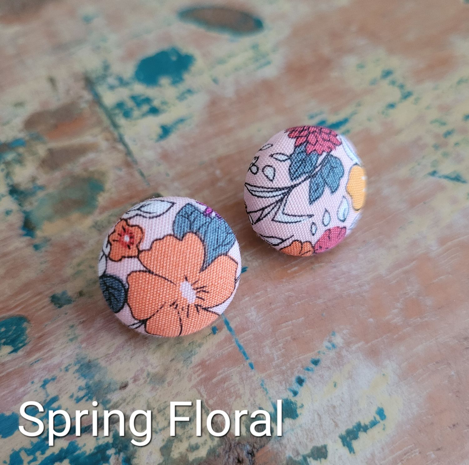 FLORAL BUTTON EARRINGS | Fabric Studs