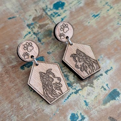 Border Collie Dog Earrings 