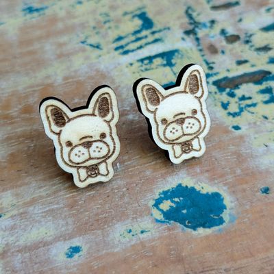 WOODEN PLAIN DOG EARRINGS | Studs