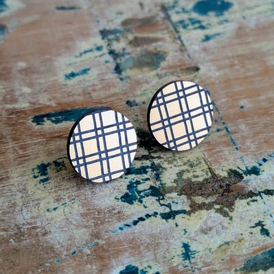 GINGHAM DOT EARRINGS | Acrylic Studs