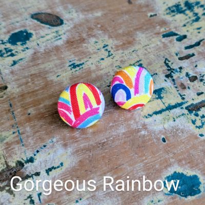 MIXED BUTTON EARRINGS | Fabric Studs