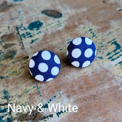POLKA DOT BUTTON EARRINGS | Fabric Studs