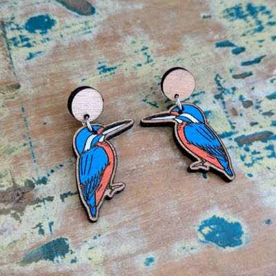 WOODEN PAINTED EARRINGS | Dangles