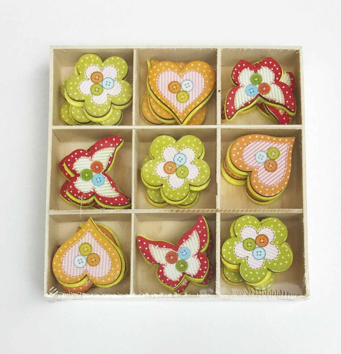 Flores, mariposas y corazones decorativos