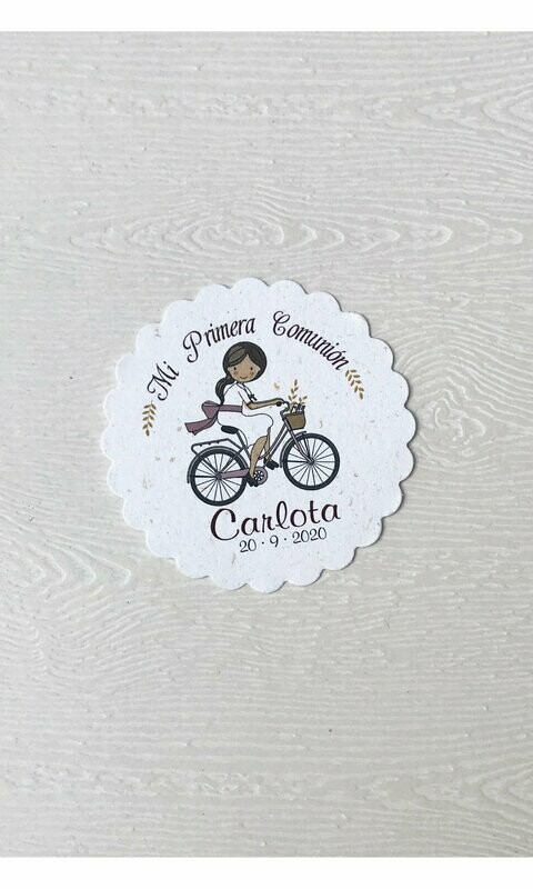 Tarjeta para detalles niña bibicleta