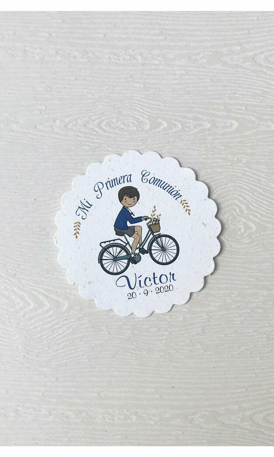 Tarjeta para detalles niño bibicleta
