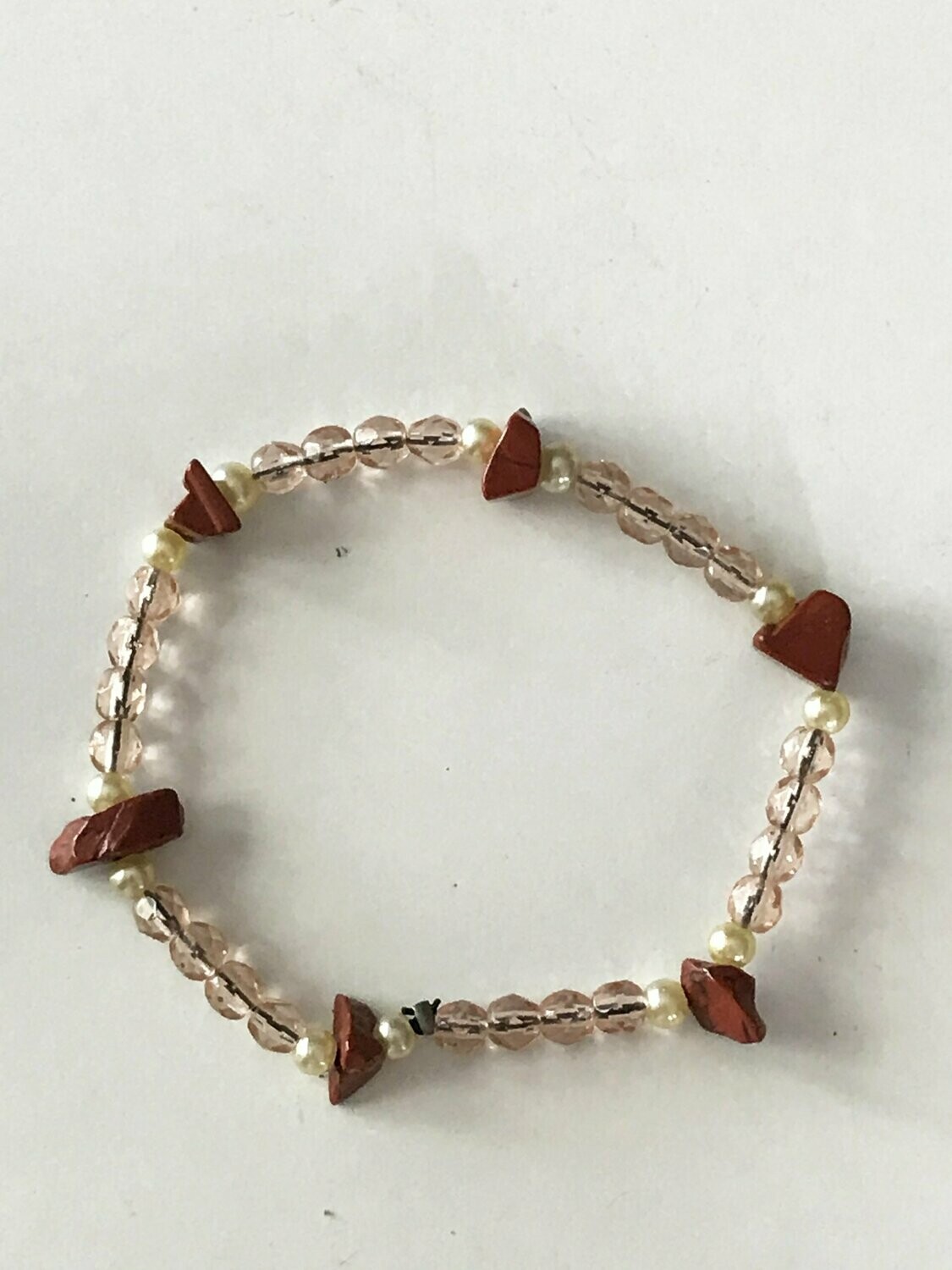 Pulsera jaspe rojo y cristal