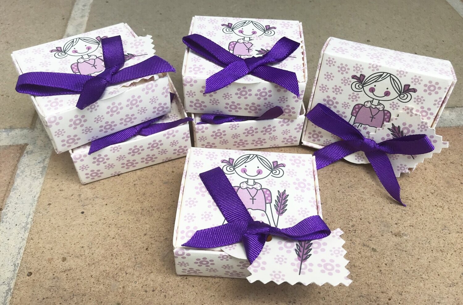 24 Cajas comunión lilas