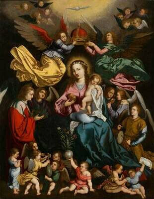 La coronación de la Virgen, escuela flamenca de comienzos del XVII