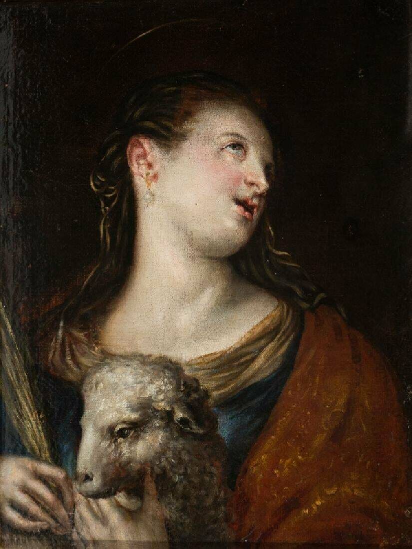 RICCI DE GUEVARA, Fray Juan Andrés (Madrid, 1600 – Montecassino, Italia, 1681). “Santa Inés”.
