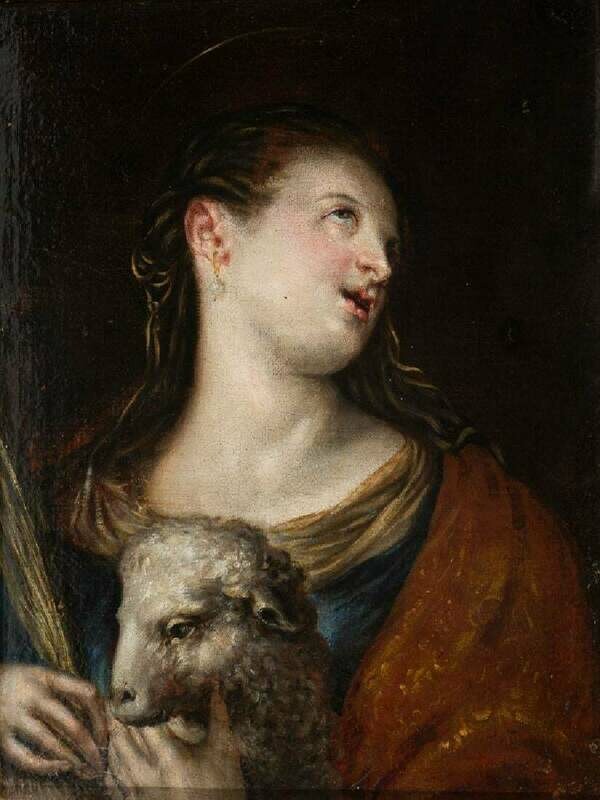 RICCI DE GUEVARA, Fray Juan Andrés (Madrid, 1600 – Montecassino, Italia, 1681). “Santa Inés”.