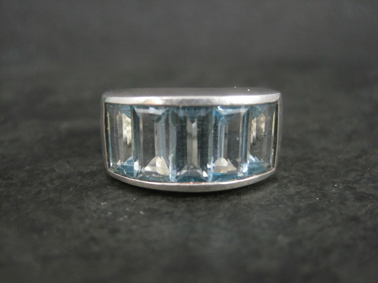 Sterling 5 Carat Blue Topaz Ring Size 7