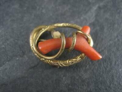 Antique Gold Filled Coral Branch Brooch Pendant