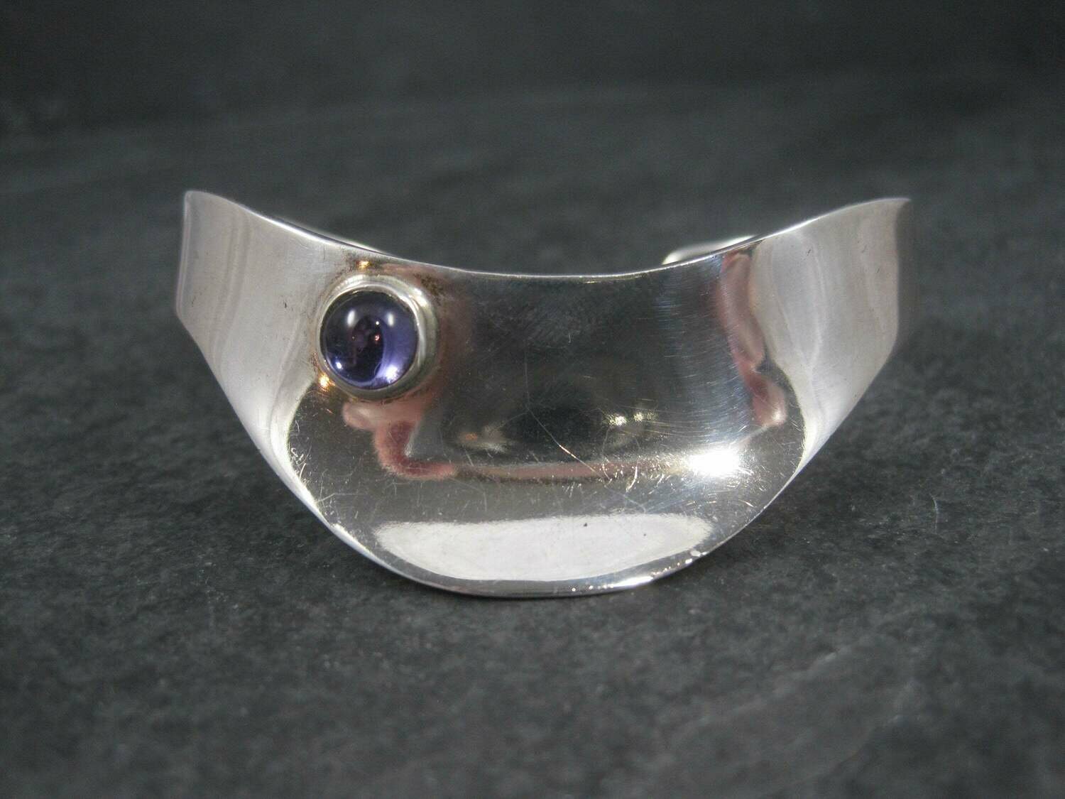 Vintage Mexican Sterling Amethyst Cuff Bracelet 6 Inches