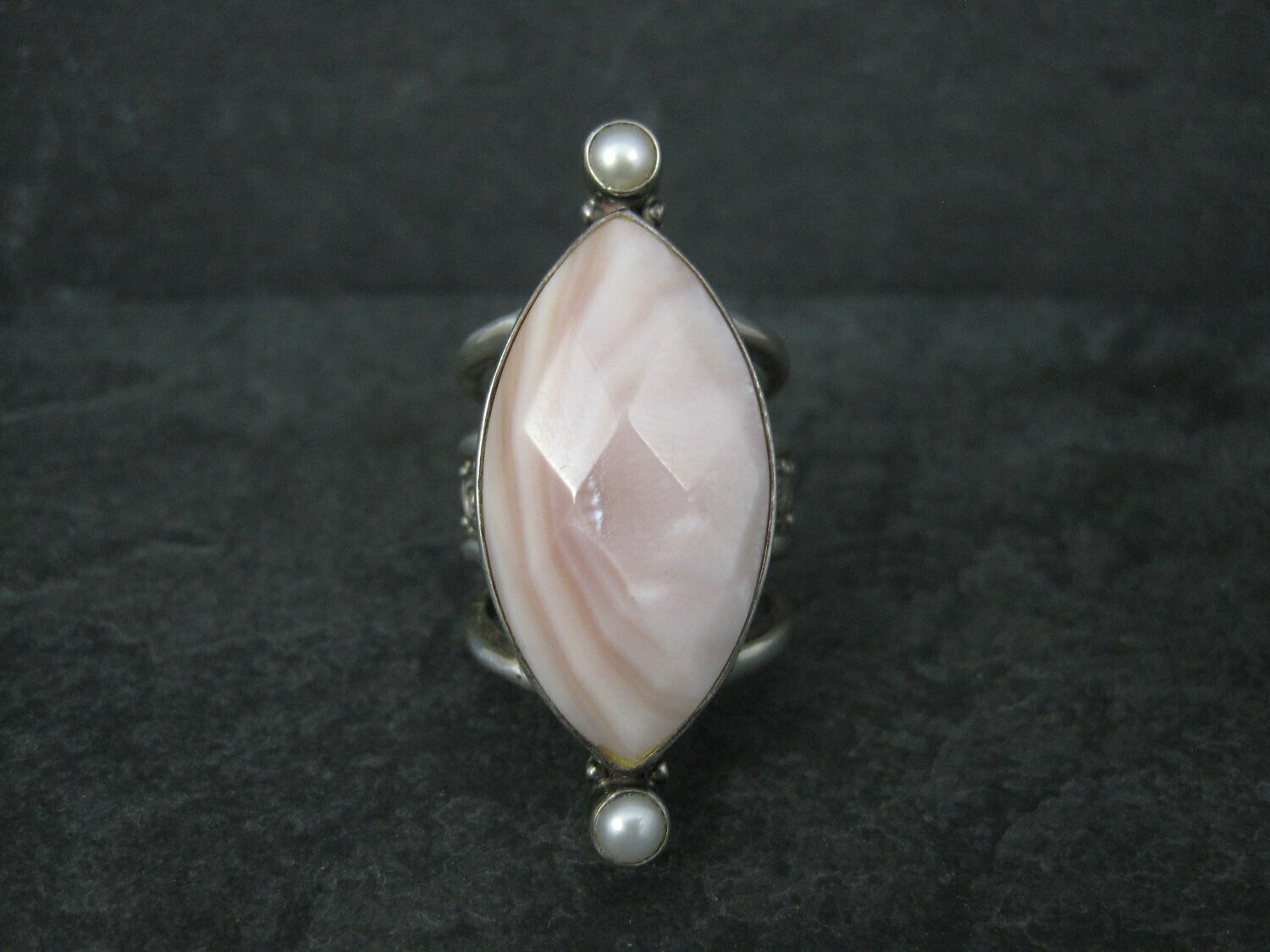 Vintage Sajen Sterling Pink Mother of Pearl Ring Size 7