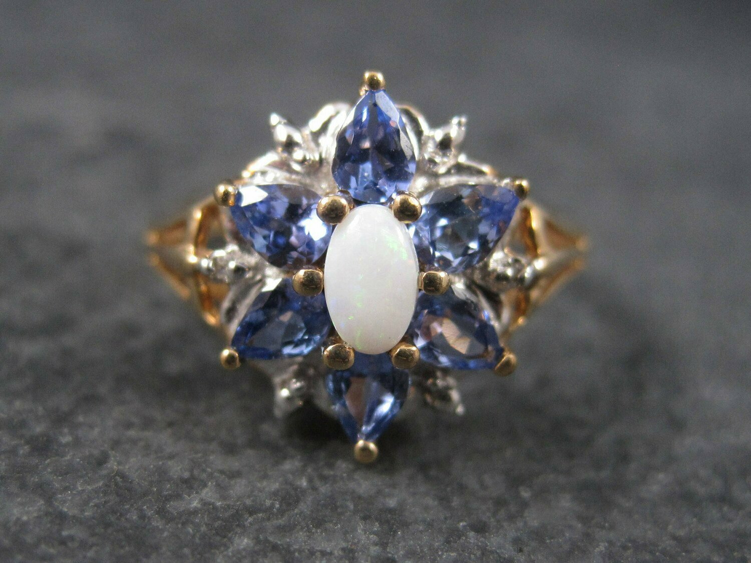 Vintage 10K Amethyst Opal Ring Size 7