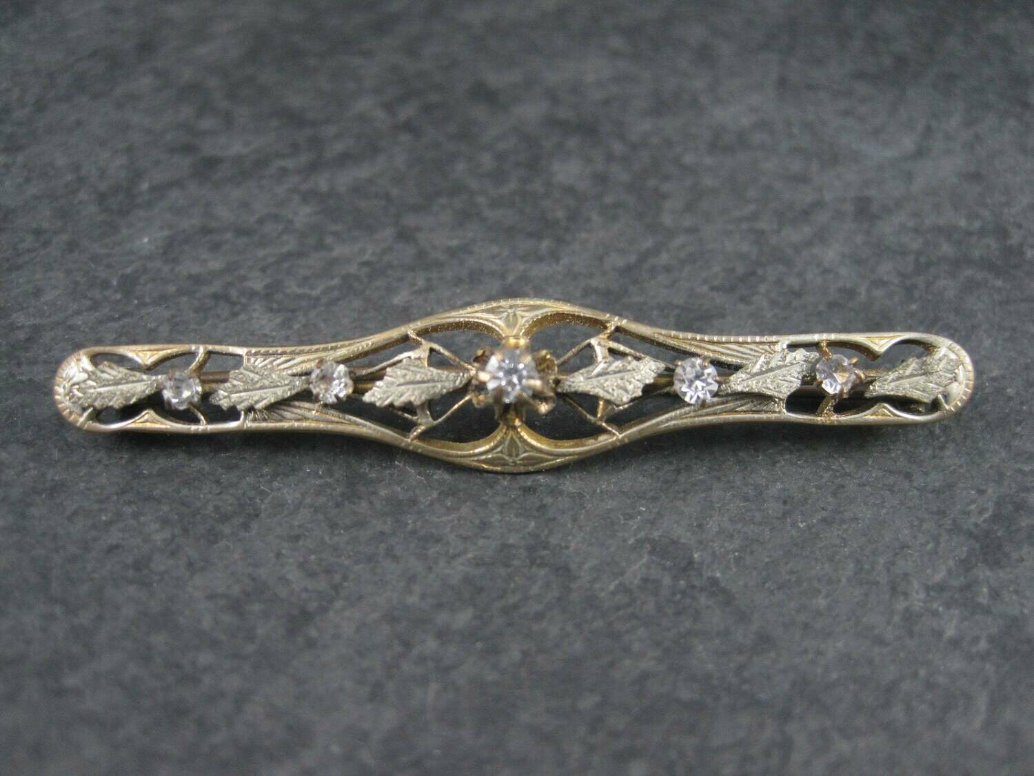 Antique Art Nouveau Sterling Filigree Paste Diamond Brooch