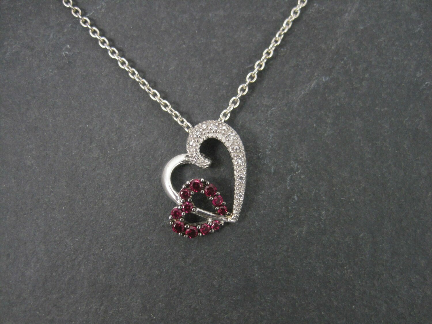 10K Pink Sapphire Diamond Heart Pendant