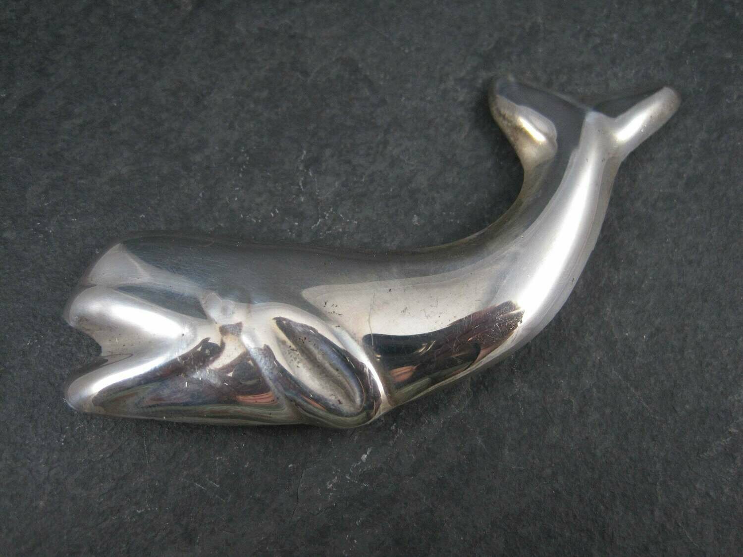 Large Vintage Whale Brooch Mexican Sterling