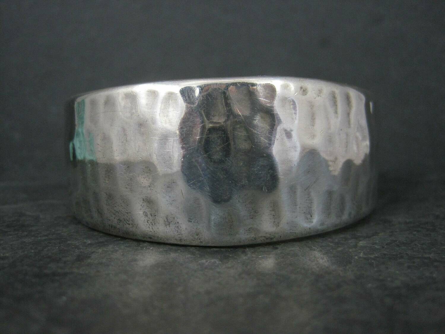 Vintage Mexican Sterling Hammered Cuff Bracelet 6.5 Inches