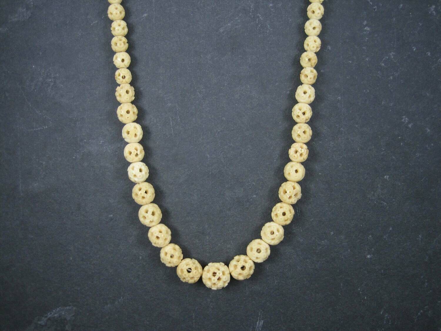Antique Chinese Export Bone Bead Necklace 30 Inches