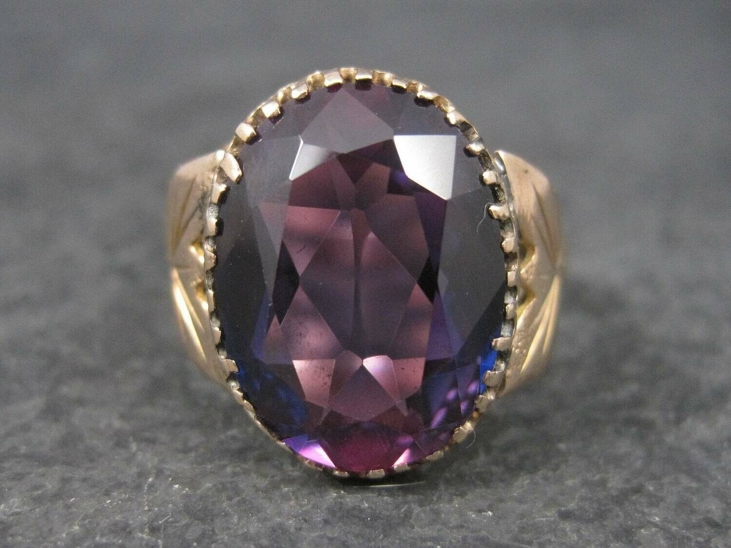 Antique 14K 8.10 Carat Purple Sapphire Ring Size 10.5