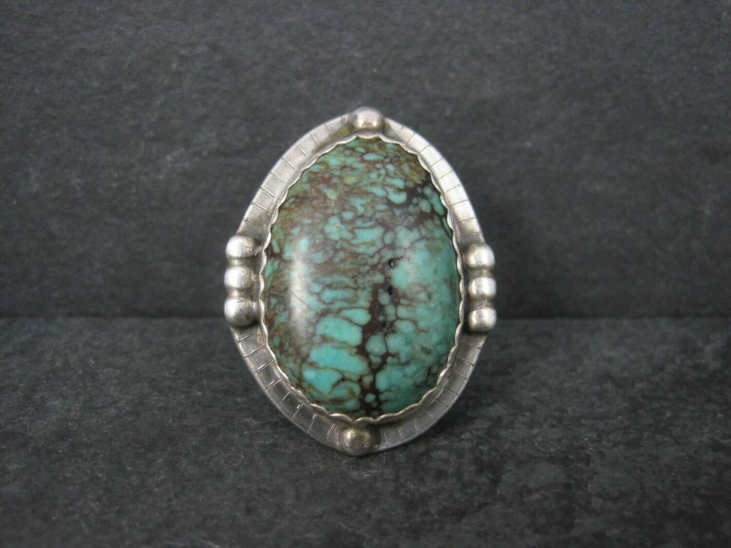 Huge Bohemian Sterling Turquoise Ring Size 9 Crow Jane Jewelry