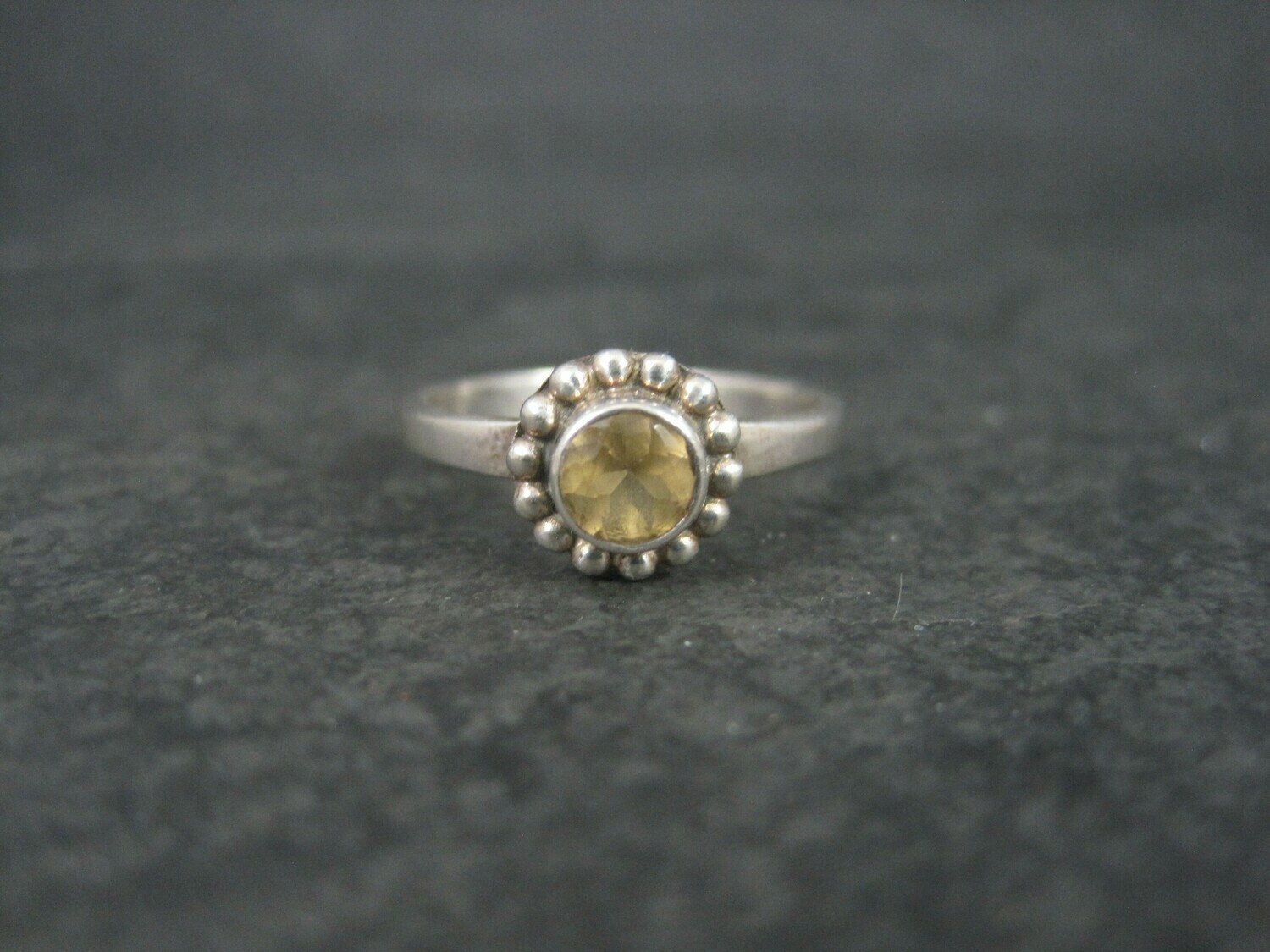 Sterling Citrine Solitaire Ring Size 7.5
