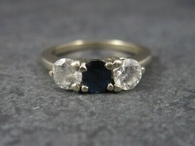Vintage 14K 1 Carat Diamond Sapphire Ring Size 6