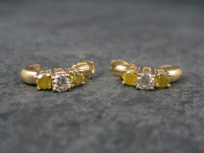 Vintage 14K .70 Ctw Fancy Yellow and Champagne Diamond Earrings