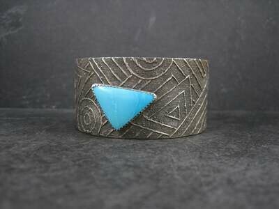 Wide Sterling Tufa Cast Turquoise Cuff Bracelet 7 Inches