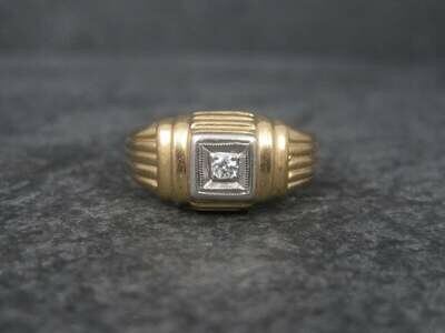 Vintage 14K Two Tone Diamond Ring Size 7