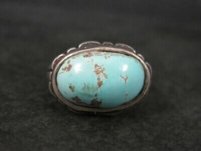 Unusual Vintage Sterling Turquoise Ring Size 9.75