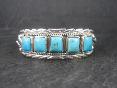 Estate Southwestern Sterling Turquoise Cuff Bracelet 6 Inches