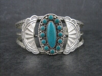 Southwestern Sterling Cluster Cuff Bracelet 6.25 Inches