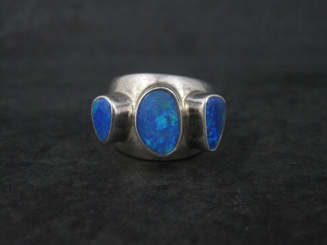 Modernist Sterling Opal Ring Size 5.5