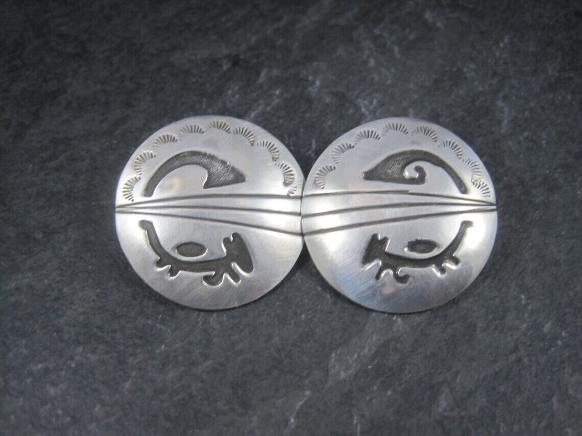 Large Sterling Native American Earrings Signed