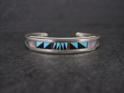Zuni Sterling Baby Toddler Inlay Cuff Bracelet 4.5 Inches