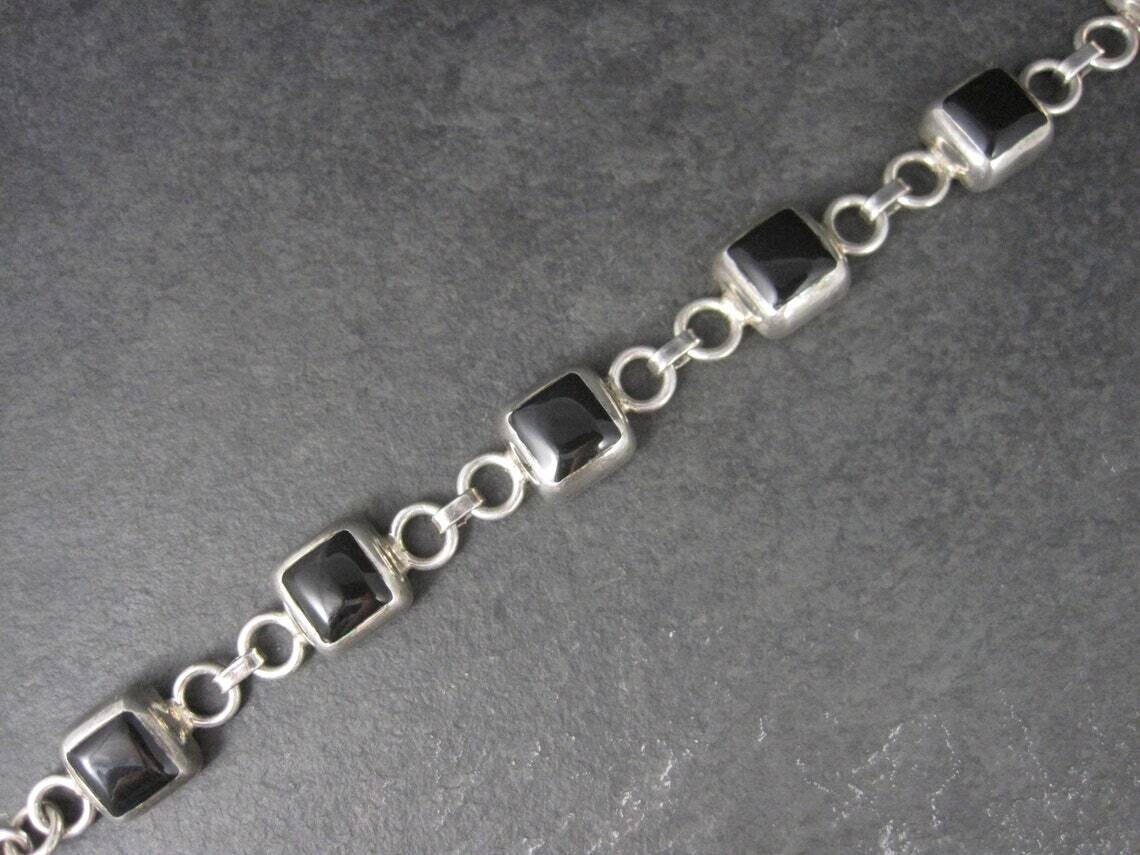 Mexican Sterling Black Toggle Bracelet 8 Inches