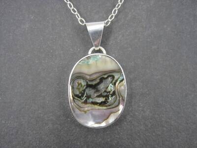 Estate Sterling Abalone Pendant Necklace