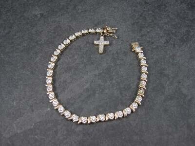 Vintage Diamond Sterling Vermeil Cross Bracelet