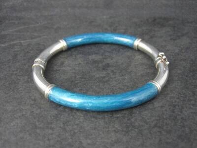 Italian Sterling Blue Enamel Bangle Bracelet 6.5 Inches