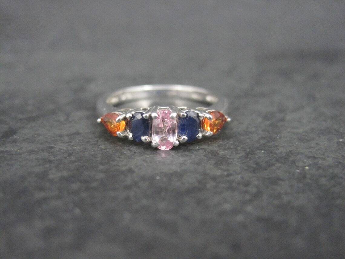 Estate Sterling Blue Pink Orange Sapphire Ring Size 7 Chuck Clemency