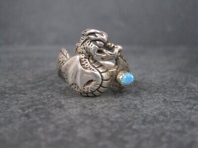 Vintage Sterling Opal Dragon Ring Size 13