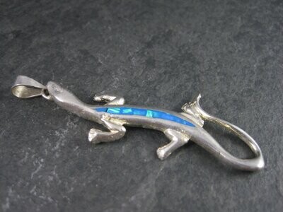 Vintage Mexican Sterling Inlay Salamander Pendant
