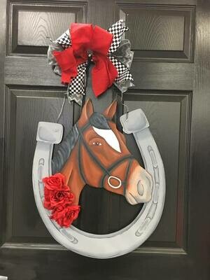Derby Horseshoe w/ Realistic Horse Door Hanger